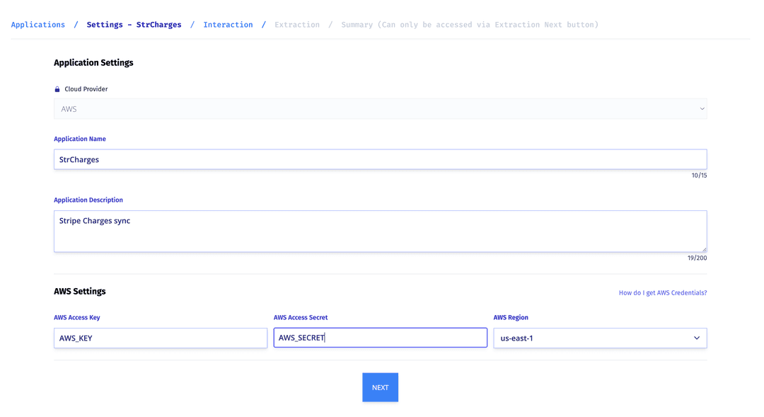 Settings stage for Stripe Charges sync image